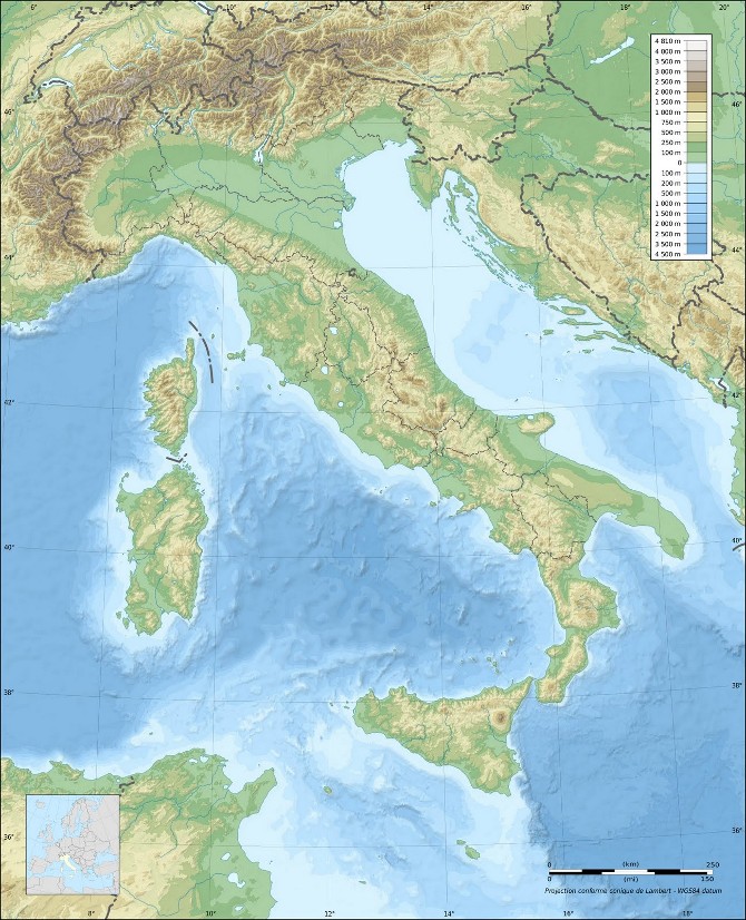 Карта Италия - Географическая карта Италии